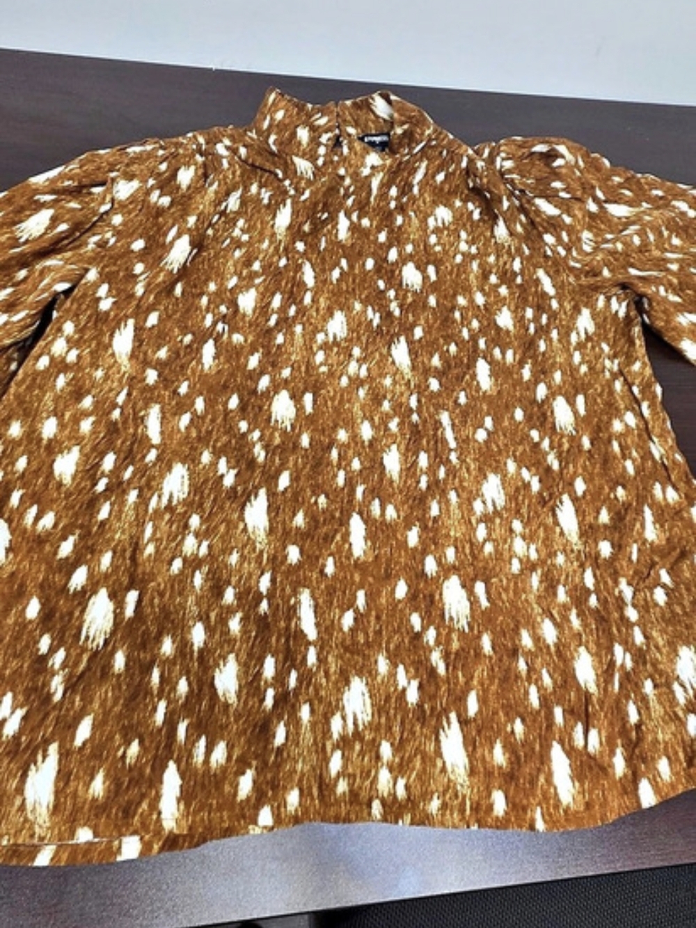 Express Brown & White Animal Print Blouse Like New